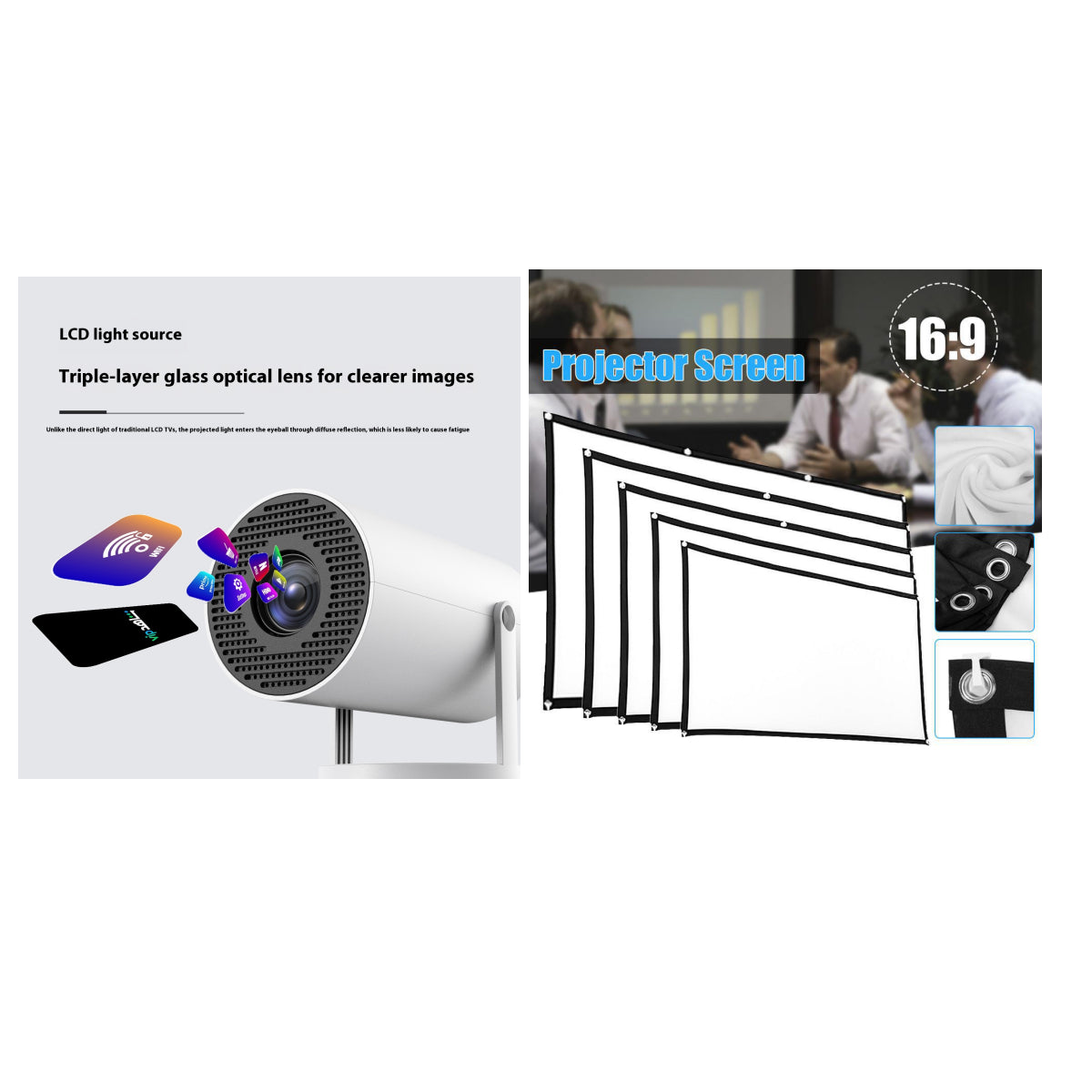 Portable Mini Projector — 180° Auto Focus Home Theater