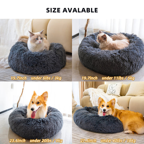 Anti-Anxiety Donut Dog Bed — Washable Fluffy Pet Bed for Cats & Dogs