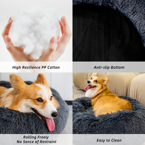 Anti-Anxiety Donut Dog Bed — Washable Fluffy Pet Bed for Cats & Dogs