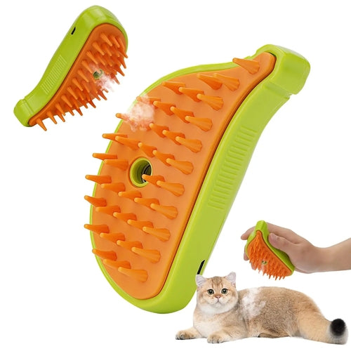 3-in-1 Steam Grooming Brush for Cats & Dogs — Clean, Massage & Detangle